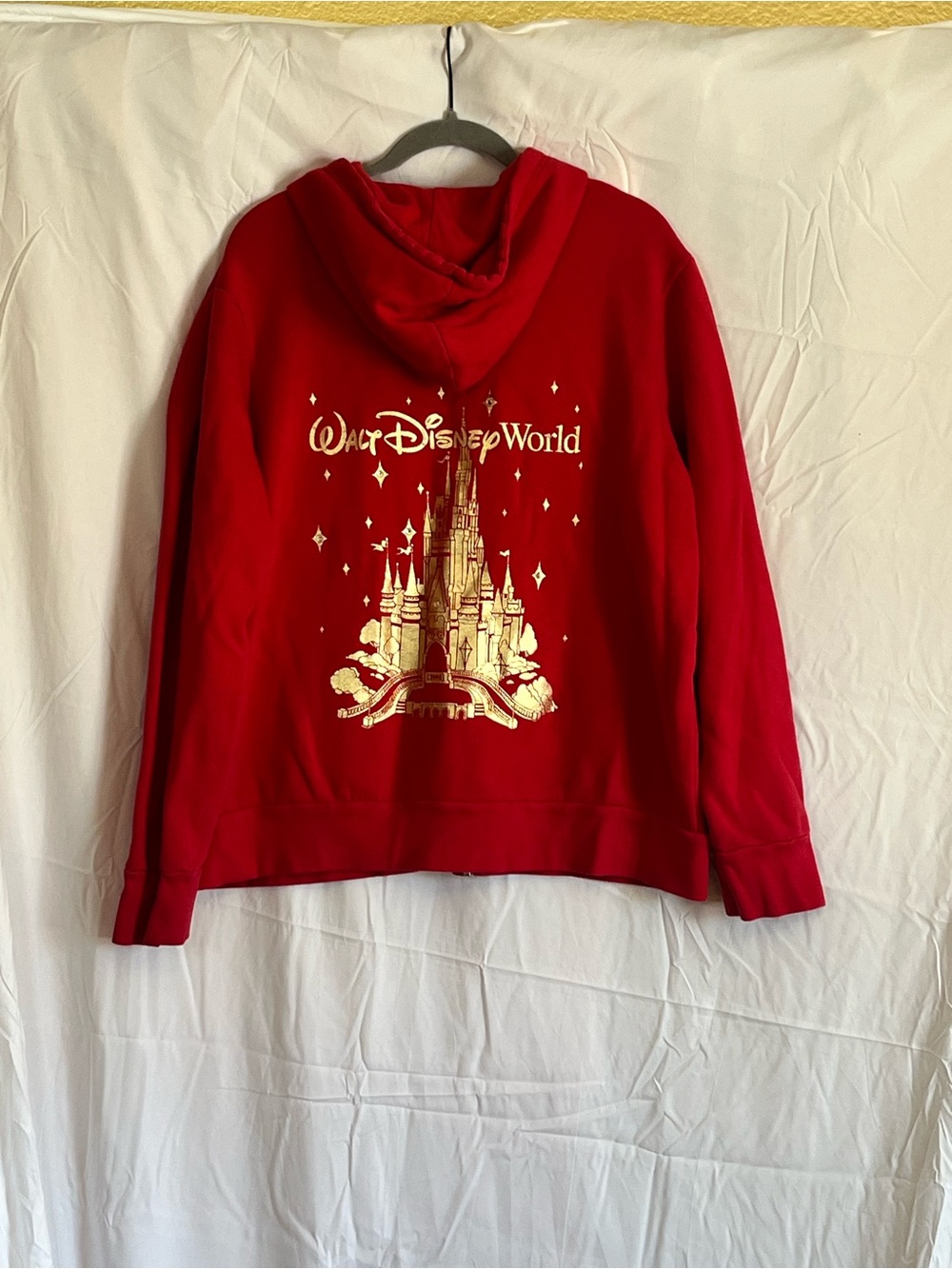 Walt Disney World Red Zip-Up Hoodie women 1x rhinestone and gold design